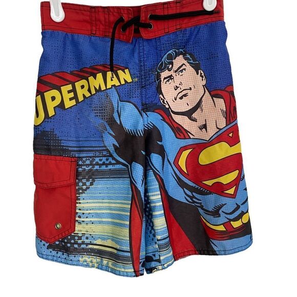 Old Navy Superman Blue Cargo Swim Trunks Sz S - Picture 1 of 5